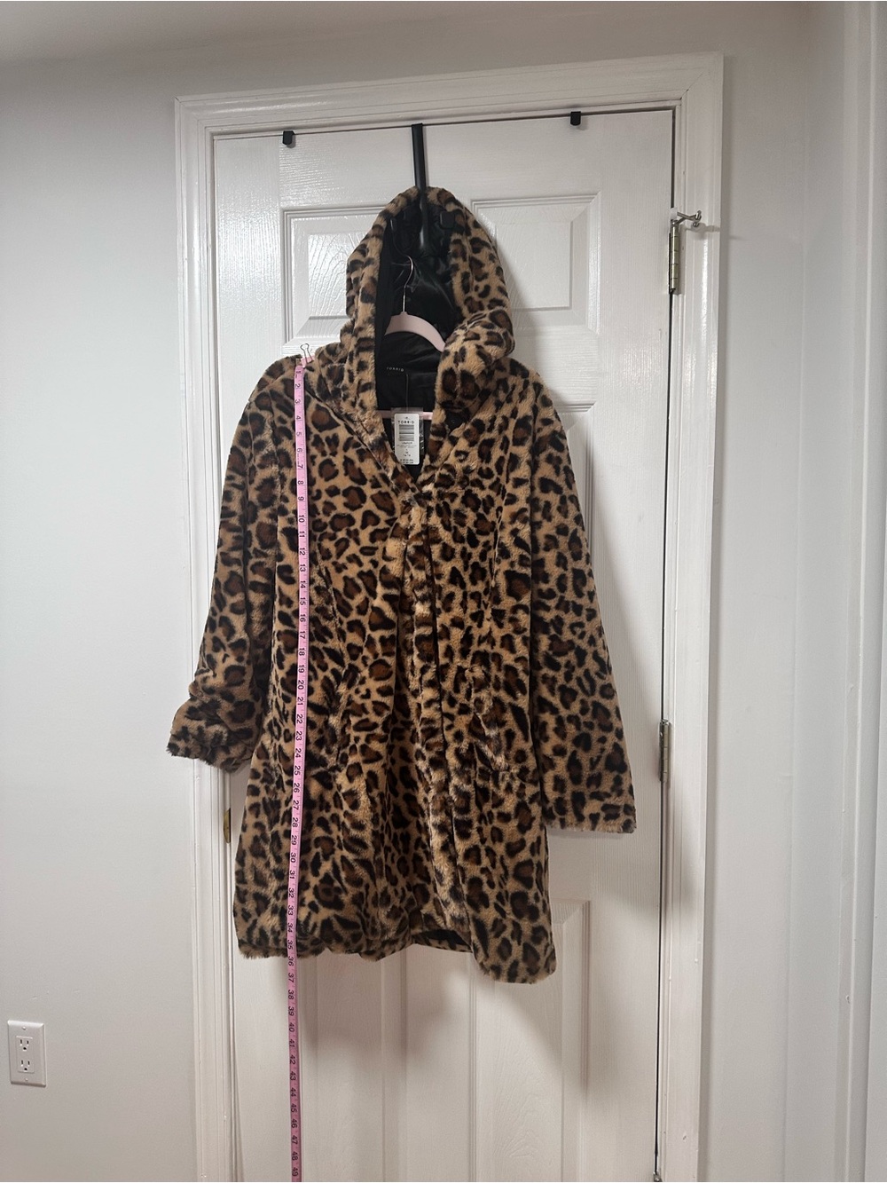 torrid Faux Fur Leopard Hooded Coat - Brown & Black